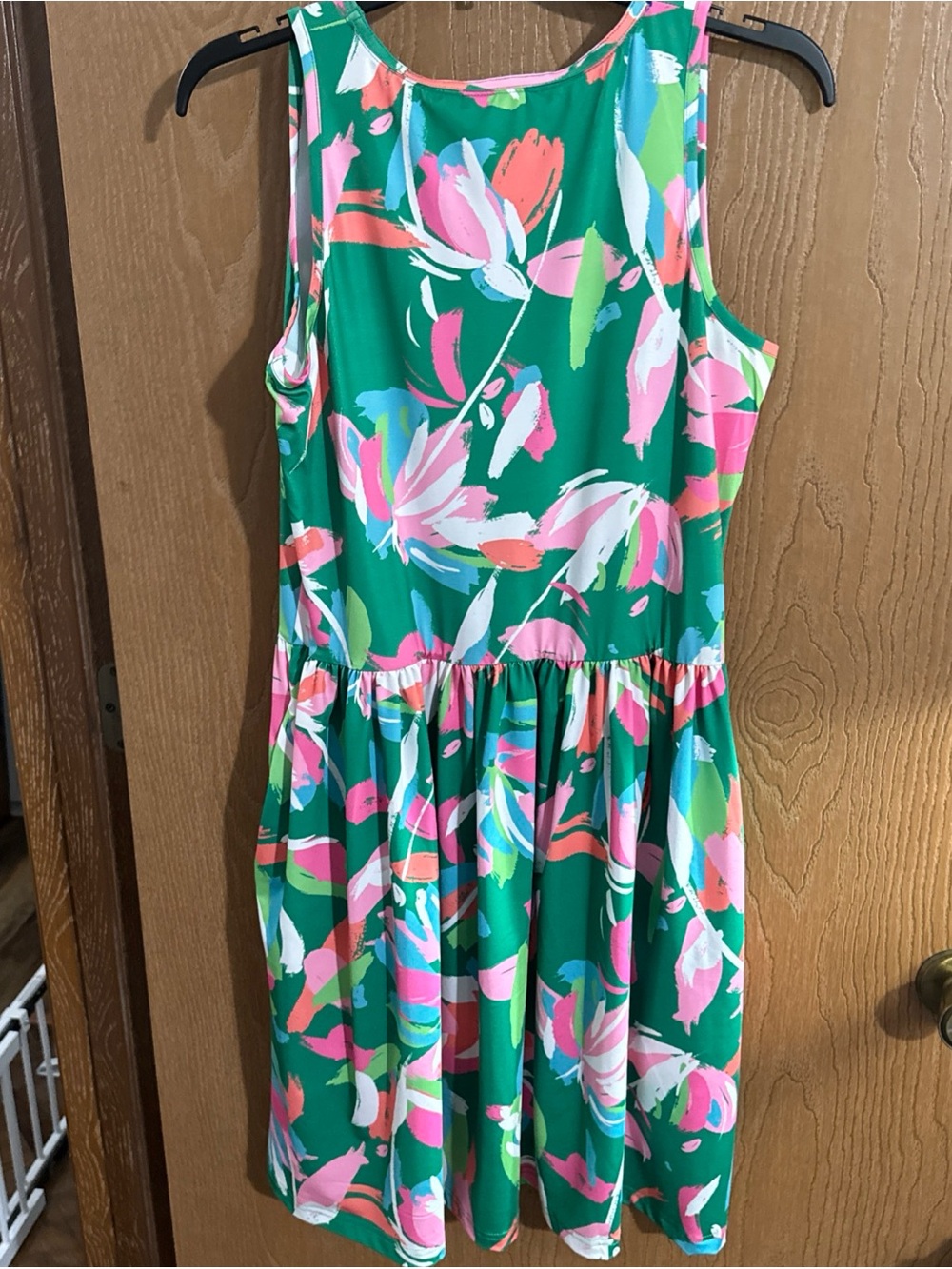 Banana Boat UPF 50+ Dress Women Green Tropical Floral Sleeveless Skater Swim L - Picture 5 of 5